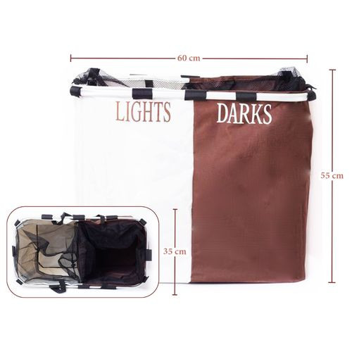 Panier à Linge Salle De Bain Imperméable Pliable Marron Et Blanc